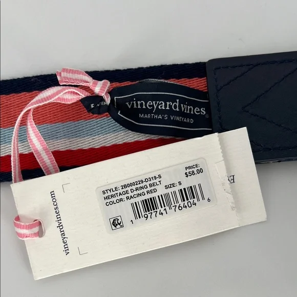 Vineyard Vines Women's Striped Belt in Red, Blue, and White Cowhide - Picture 2 of 6